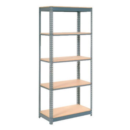 Global Industrial 5 Shelf, Boltless Shelving, Starter, 48inW x 12inD x 84inH, Wood Deck 254442